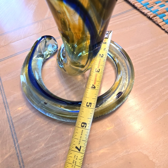 Vintage Mid-Century Free-Form Hand Blown Murano Style Swirl Glass Vase Coil Base - Picture 13 of 16